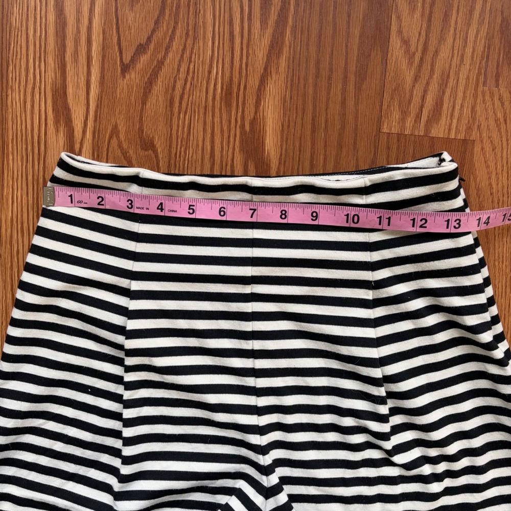Free People Black White Stripe High Waist Rise Riker Ponte Shorts Small Retro - Picture 4 of 7